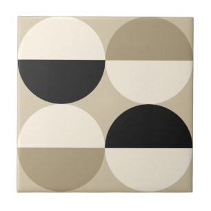 Carreau Mi-siècle moderne cercles beige motif géométrique