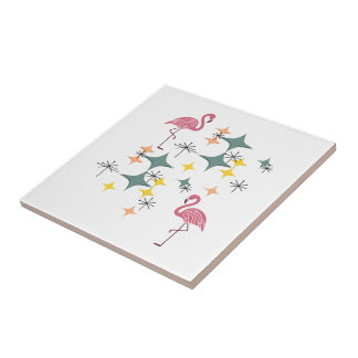 Carreau Mi-siècle moderne Eames Starburts Flamants roses r