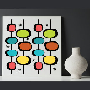 Carreau Mi-siècle Moderne Étoiles Vintages Ovales sur Polo