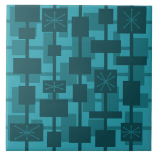 Carreau Mi-siècle moderne géométrique Turquoise