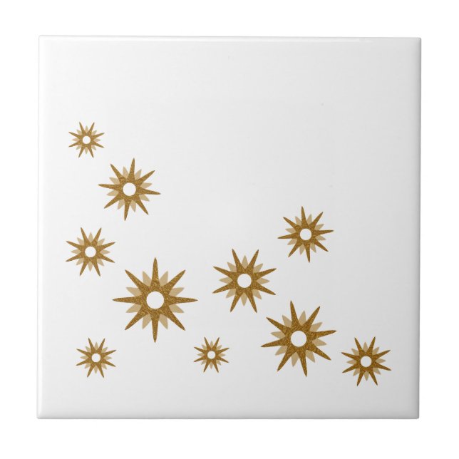 Carreau Mi-siècle moderne Golden Starburst Design céramiqu (Devant)