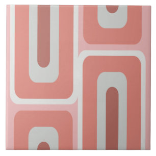Carreau Mi-siècle moderne Long Rectangles Saumon rose