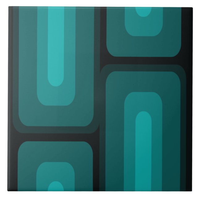 Carreau Mi-Siècle Moderne Long Rectangles Turquoise (Devant)