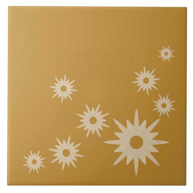 Carreau Mi-siècle Moderne Ochre Starbursts Or (Devant)