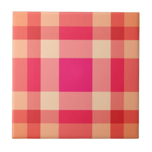 Carreau Mi-siècle moderne Plaid, Orange, Coral & Fuchsia