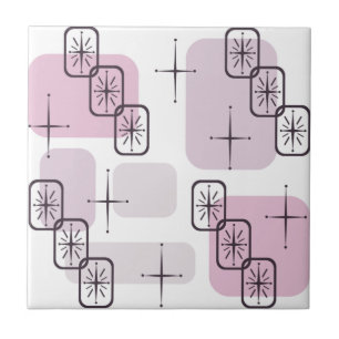 Carreau Mi-Siècle moderne rose clair violet