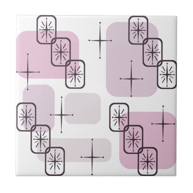 Carreau Mi-Siècle moderne rose clair violet (Devant)