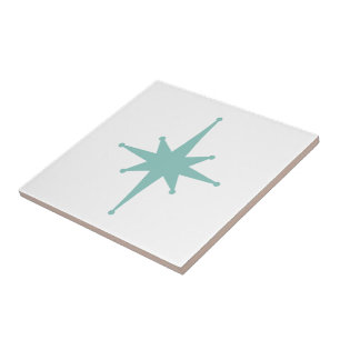 Carreau Mi-siècle moderne Starburst atomique Turquoise Tur