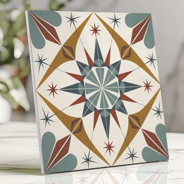 Carreau Mi-siècle moderne Starburst géométrique (Créateur téléchargé)