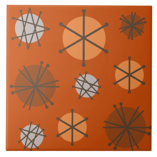 Carreau Mi-siècle Starbursts Modernes Brûlé Orange (Devant)