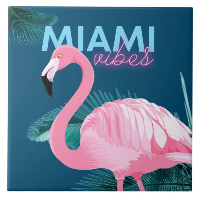 Carreau Miami Vibes Flamant rose rose Art Déco (Devant)