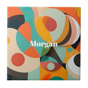 Carreau Mid Century Art moderne Monogramme ou nom, géométr