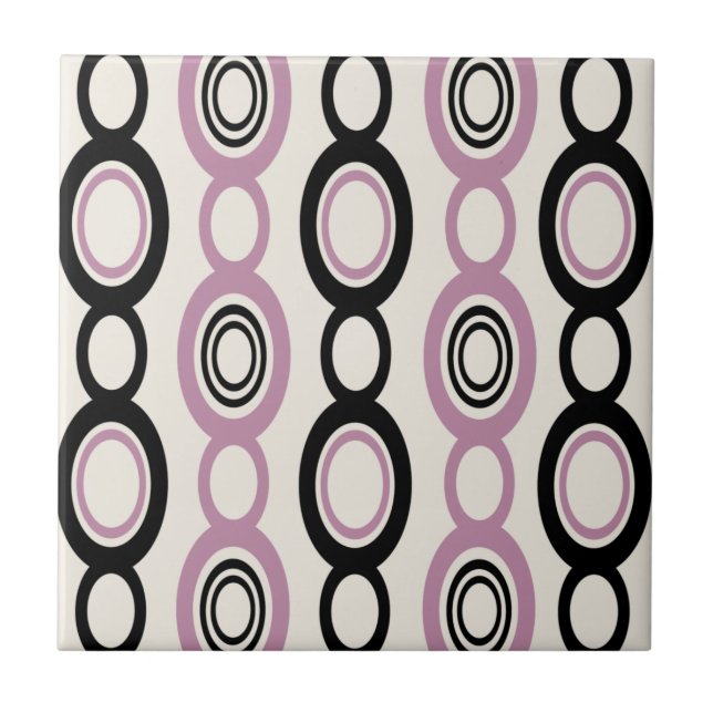 Carreau Mid Century Chaîne Moderne Liens Mauve Noire (Devant)