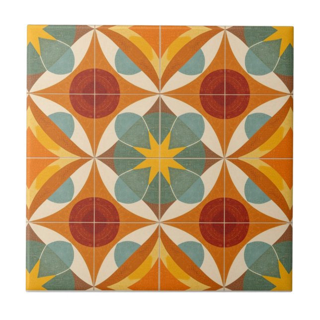Carreau Mid Century Modern Atomic Starburst Pattern (Devant)