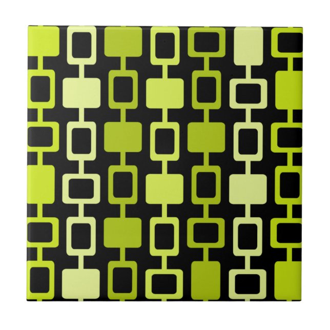 Carreau Mid Century Modern Square Columns Black Chartreuse (Devant)