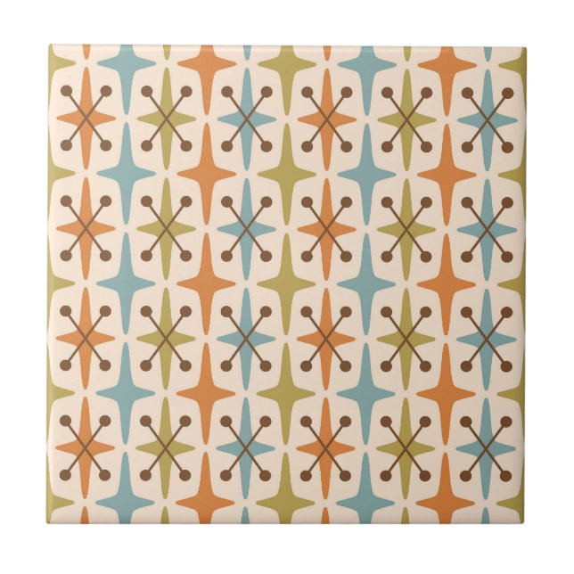 Carreau Mid Century Moderne Starburst Motif Pillowcase (Devant)