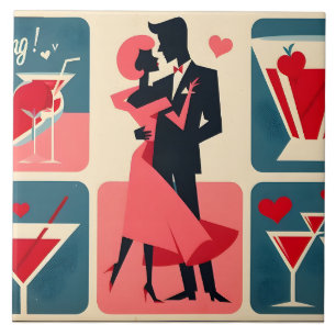 Carreau Mid Century moderne Valentine Dancing Couple