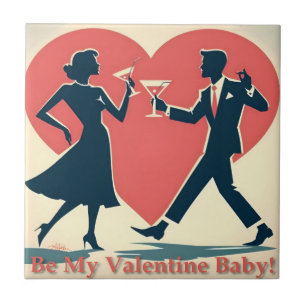 Carreau Mid Century Valentine Hip Martini Dancing Couple