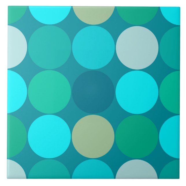 Carreau Midcentury Giant Dots, Turquoise, Aqua & Beige (Devant)