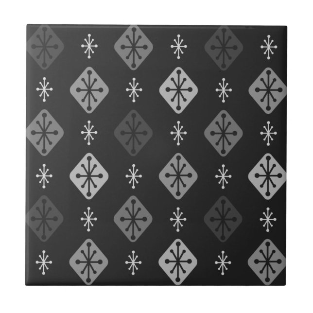 Carreau Midcentury Starburst Diamonds Dark Gray (Devant)