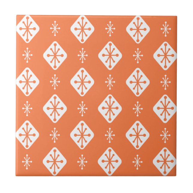 Carreau Midcentury Starburst Diamonds Orange (Devant)