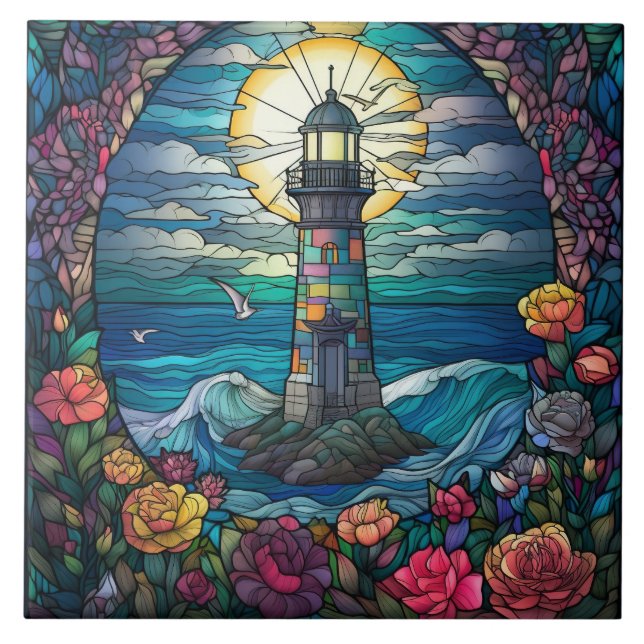 Carreau mignon amoureux du phare de plage (Devant)