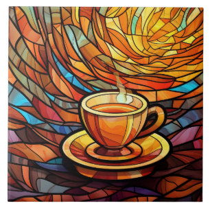 Carreau mignon café cuisine faux vitrail