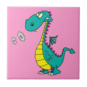 Carreau mignon dragon bouffant des anneaux de fumée dessin