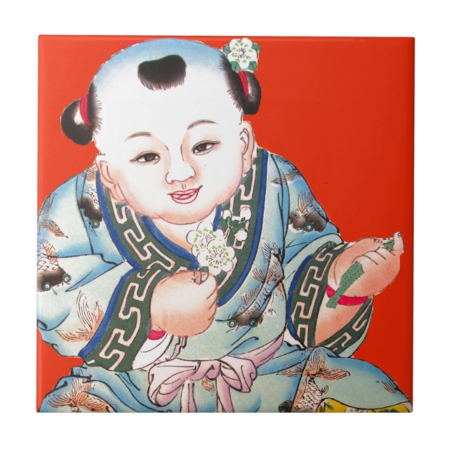 Carreau Mignonne Chinois rire bon bouddha de chance sur ro (Devant)