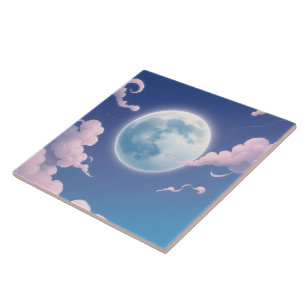 Carreau Mignonne illustration lunaire dans le ciel nocturn