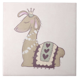 Carreau Mignonne Llama Princesse portant une couronne