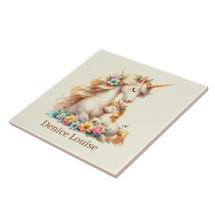 Carreau Mignonne maman et bébé licorne