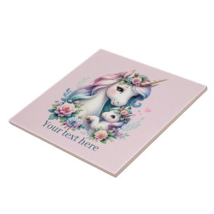 Carreau Mignonne maman et bébé licorne