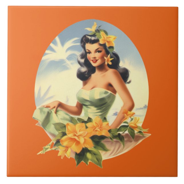 Carreau Mignonne plage Hawaiian lady (Devant)