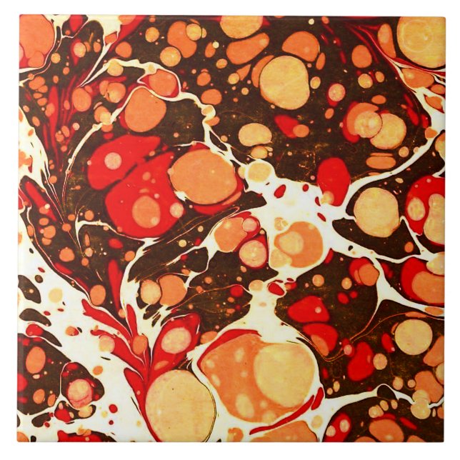 Carreau Mignons rouge brun orange pierres abstraites (Devant)