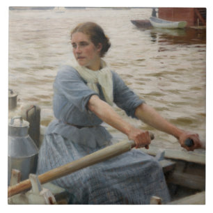 Carreau Milk Maid sur un bateau à rames (par Albert Edelfe