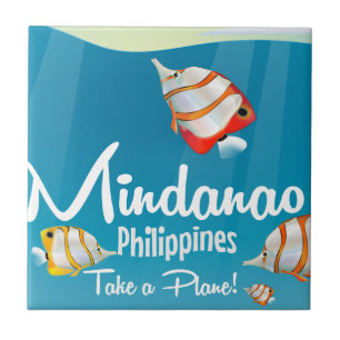Carreau Mindanao, Philippines affiche de voyage en cartoon