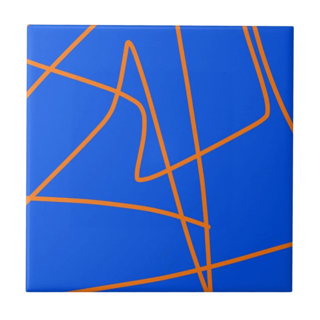 Carreau Minimalisme Art Abstrait Pastel Orange Bleu (Devant)
