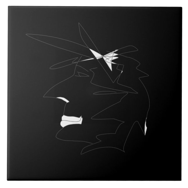 Carreau Minimalisme de la face étrange de la tête d'esquis (Devant)