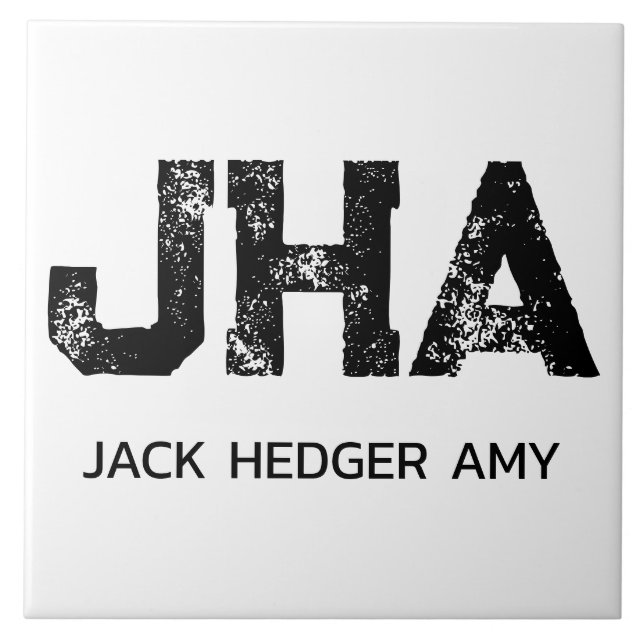 CARREAU MINIMALIST BLACK THREE LETTER MONOGRAM NAME WHITE (Devant)