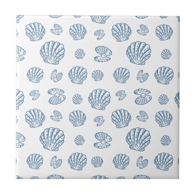 Carreau Minimalist Seashell Pearl Nautical Pattern (Devant)