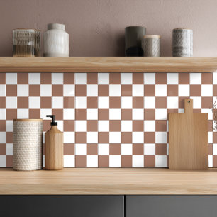 Carreau Minimaliste Brun Blanc Géométrique