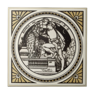Carreau Minton Shakespeare Romeo & Juliet Tile 1870 Repro