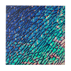 Carreau Miroir métallique fissuré bleu et vert