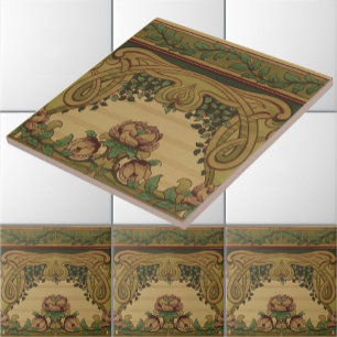 Carreau Mission Art Nouveau Style Floral & Folivier Frieze