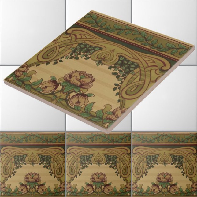 Carreau Mission Art Nouveau Style Floral & Folivier Frieze (Créateur téléchargé)