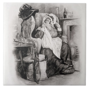 Carreau Mme Gamp, de 'Charles Dickens : Un bavardage au