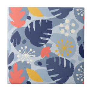 Carreau Mod Monstera Feuilles Abstrait Hawaï Tropical - B