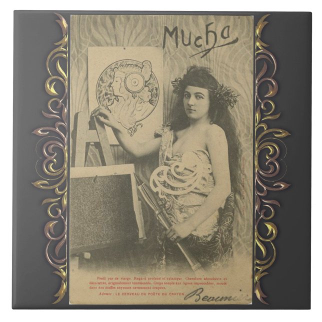 Carreau Modèle art nouveau Alphonse mucha femme (Devant)