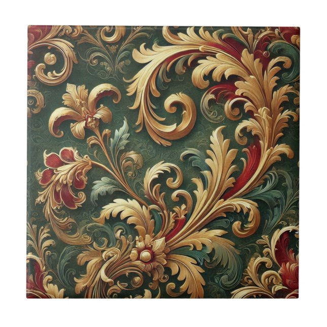 Carreau Modèle baroque Damas de luxe (Devant)
